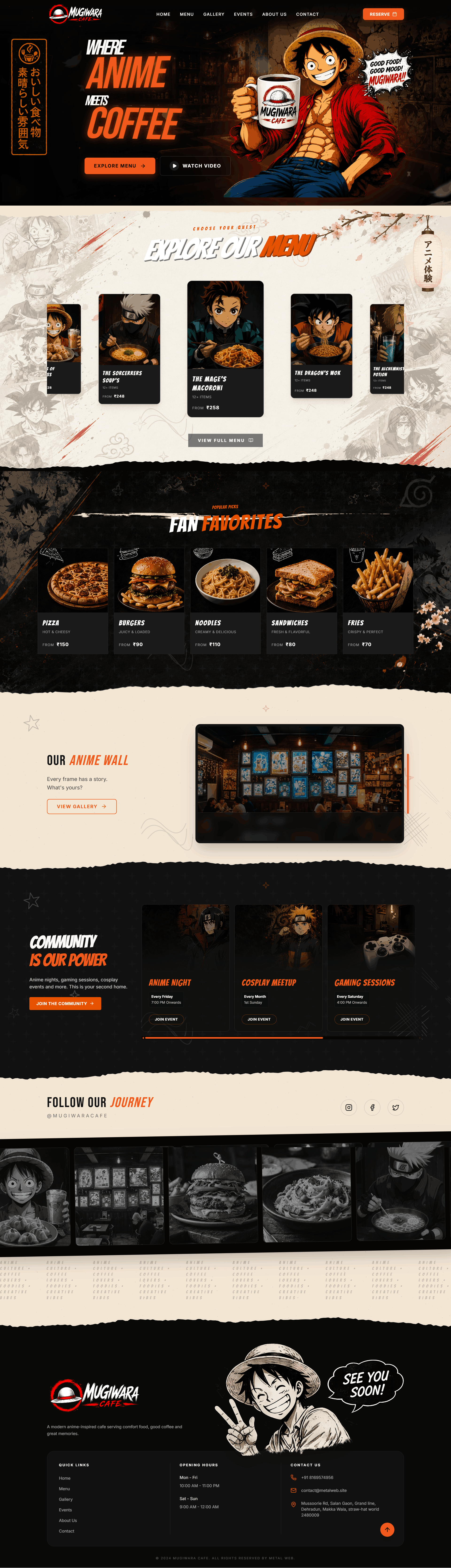 Mugiwara Cafe anime cafe website desktop design by Metal Web