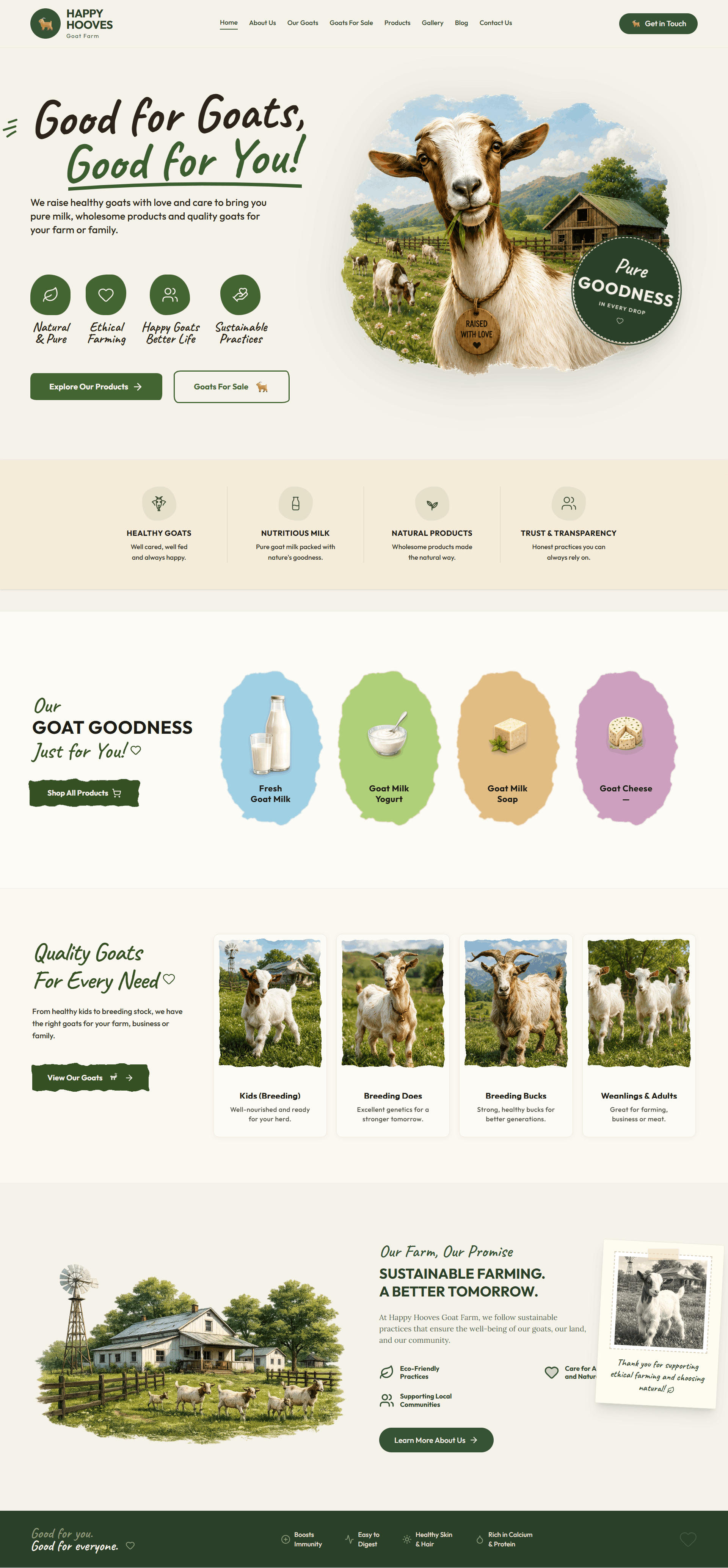 Goat Dairy Farm product website desktop design for goat milk and dairy products by Metal Web